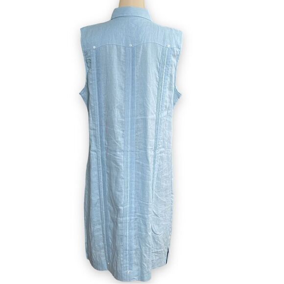 LaHabana Miami Linen Cubavera Cuban Style Guayabera Sleeveless Shirt Dress - Picture 4 of 16